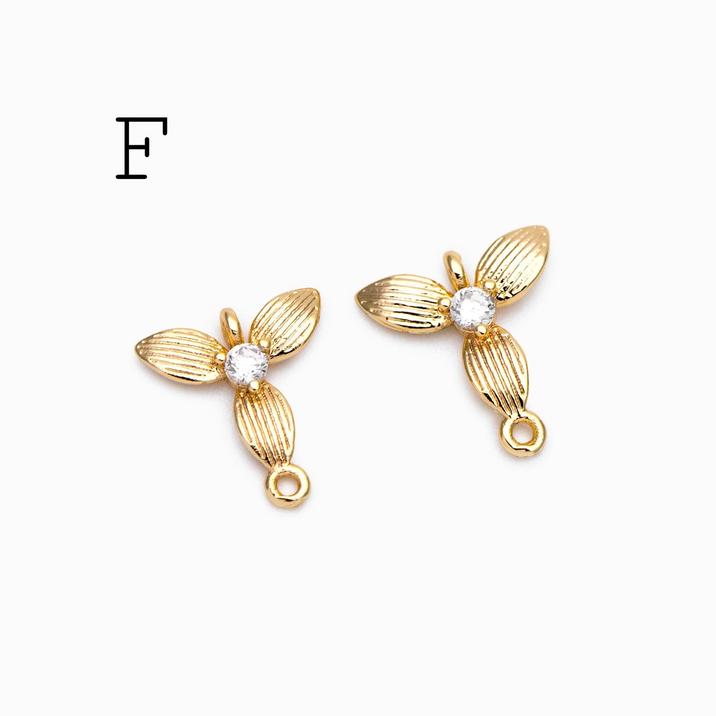10pcs Gold Flower Charms , 18K Gold plated Brass, Floral Connector Pendants (GB-3780)