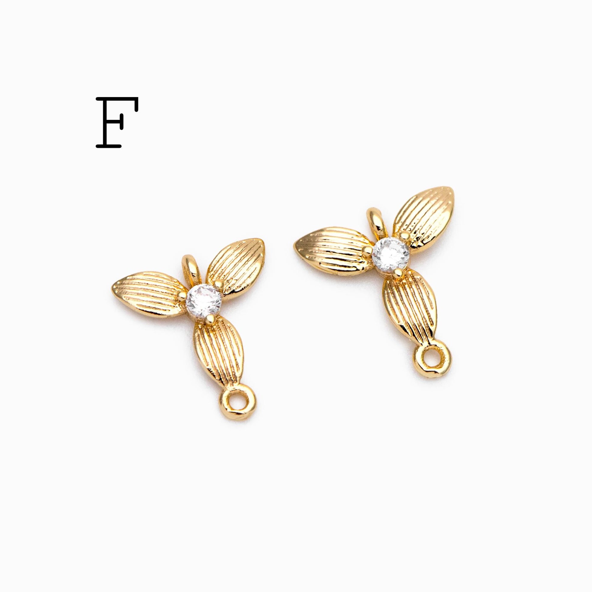 10pcs Gold Flower Charms , 18K Gold plated Brass, Floral Connector Pendants (GB-3780)