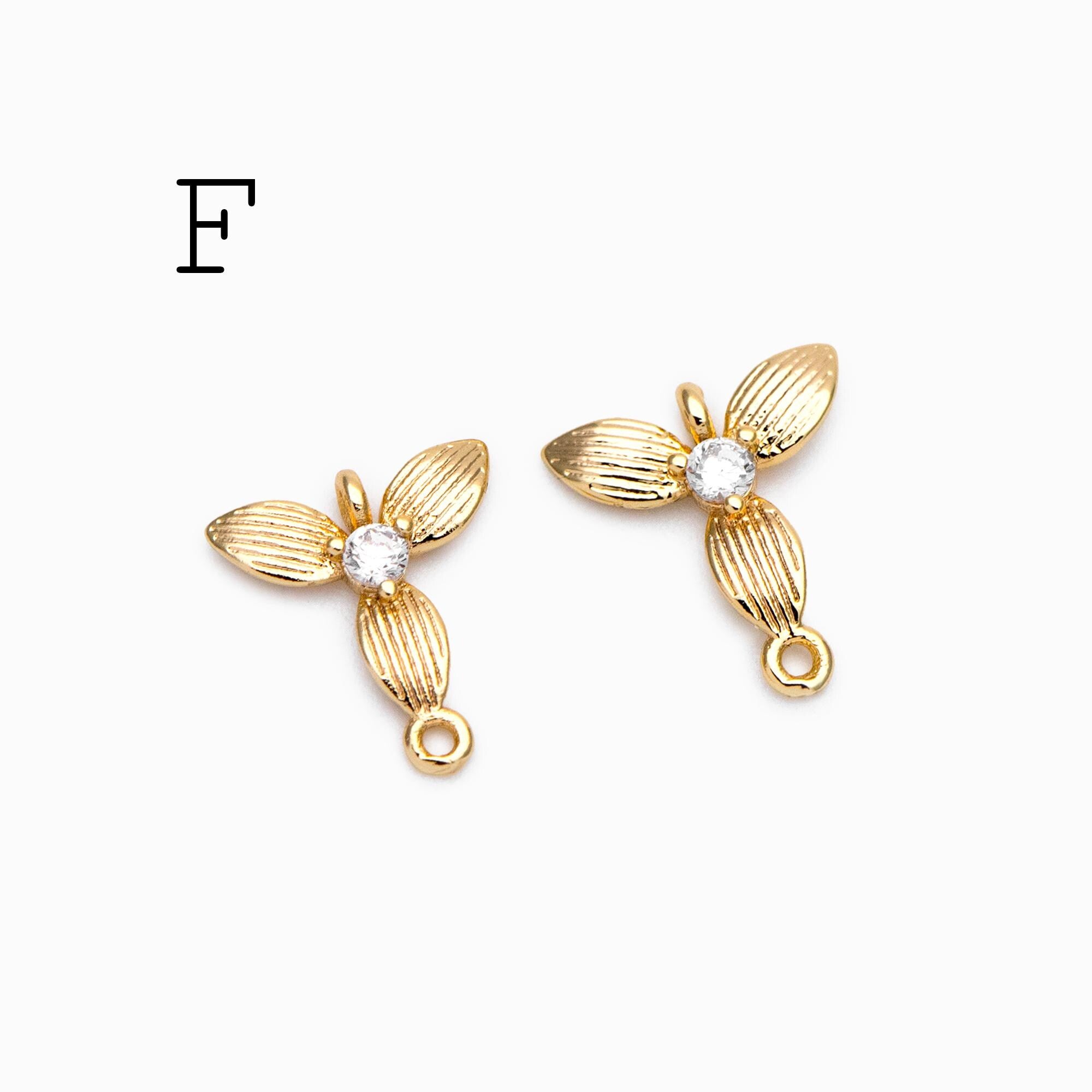10pcs Gold Flower Charms , 18K Gold plated Brass, Floral Connector Pendants (GB-3780)