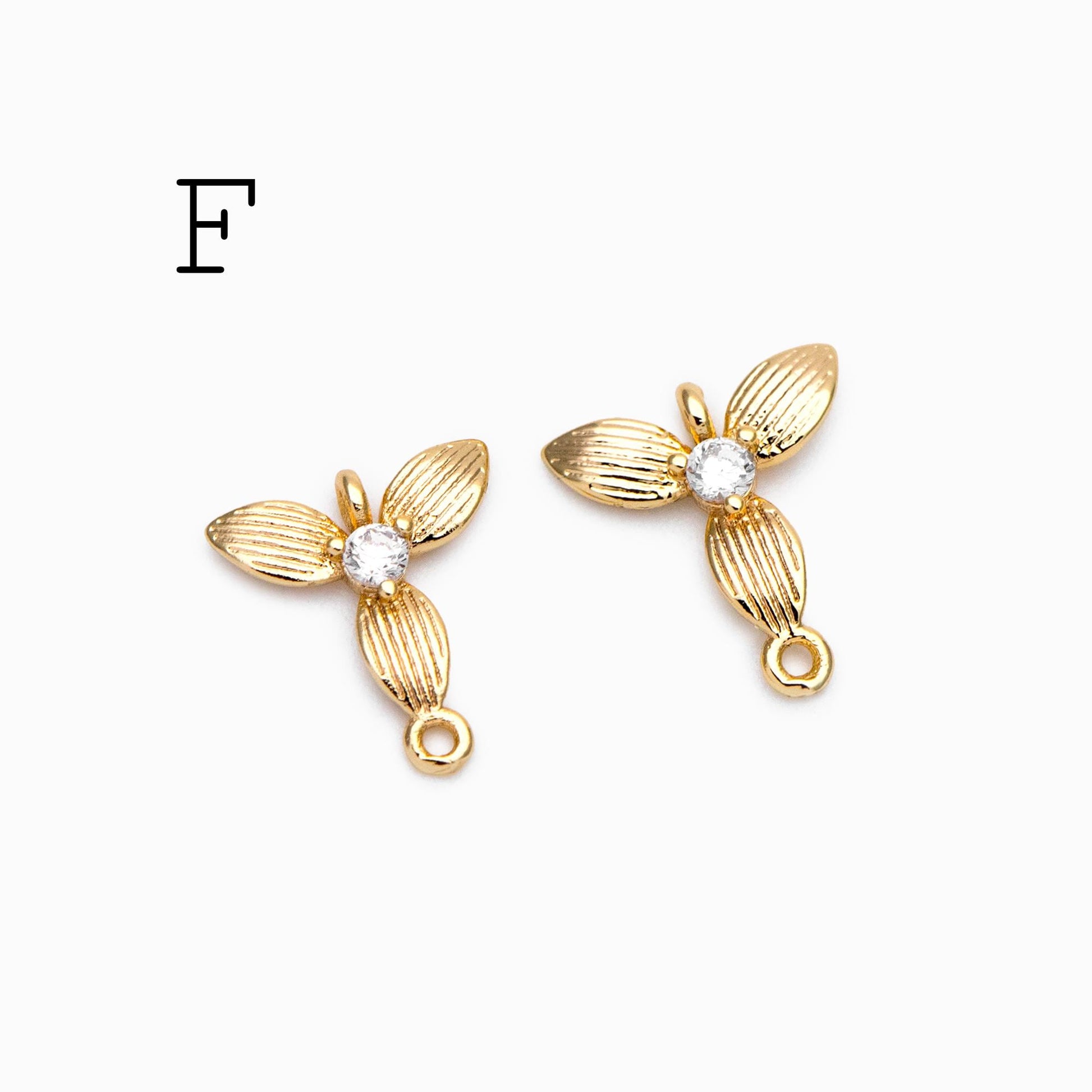 10pcs Gold Flower Charms , 18K Gold plated Brass, Floral Connector Pendants (GB-3780)