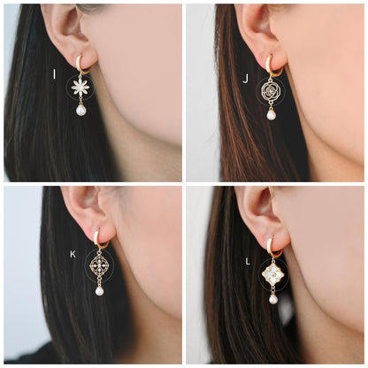 10pcs Gold Flower Charms , 18K Gold plated Brass, Floral Connector Pendants (GB-3780)