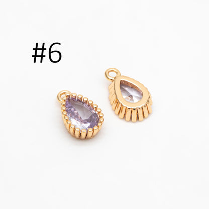 10pcs CZ Pave Teardrop Birthstone Charms 8x5mm, Gold Plated Brass Crystal Charms, Diy Jewelry Making Supplies (GB-3657)