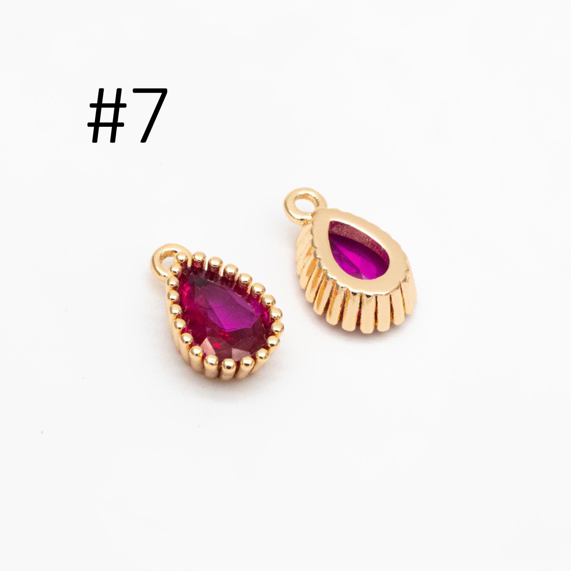 10pcs CZ Pave Teardrop Birthstone Charms 8x5mm, Gold Plated Brass Crystal Charms, Diy Jewelry Making Supplies (GB-3657)