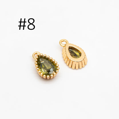 10pcs CZ Pave Teardrop Birthstone Charms 8x5mm, Gold Plated Brass Crystal Charms, Diy Jewelry Making Supplies (GB-3657)