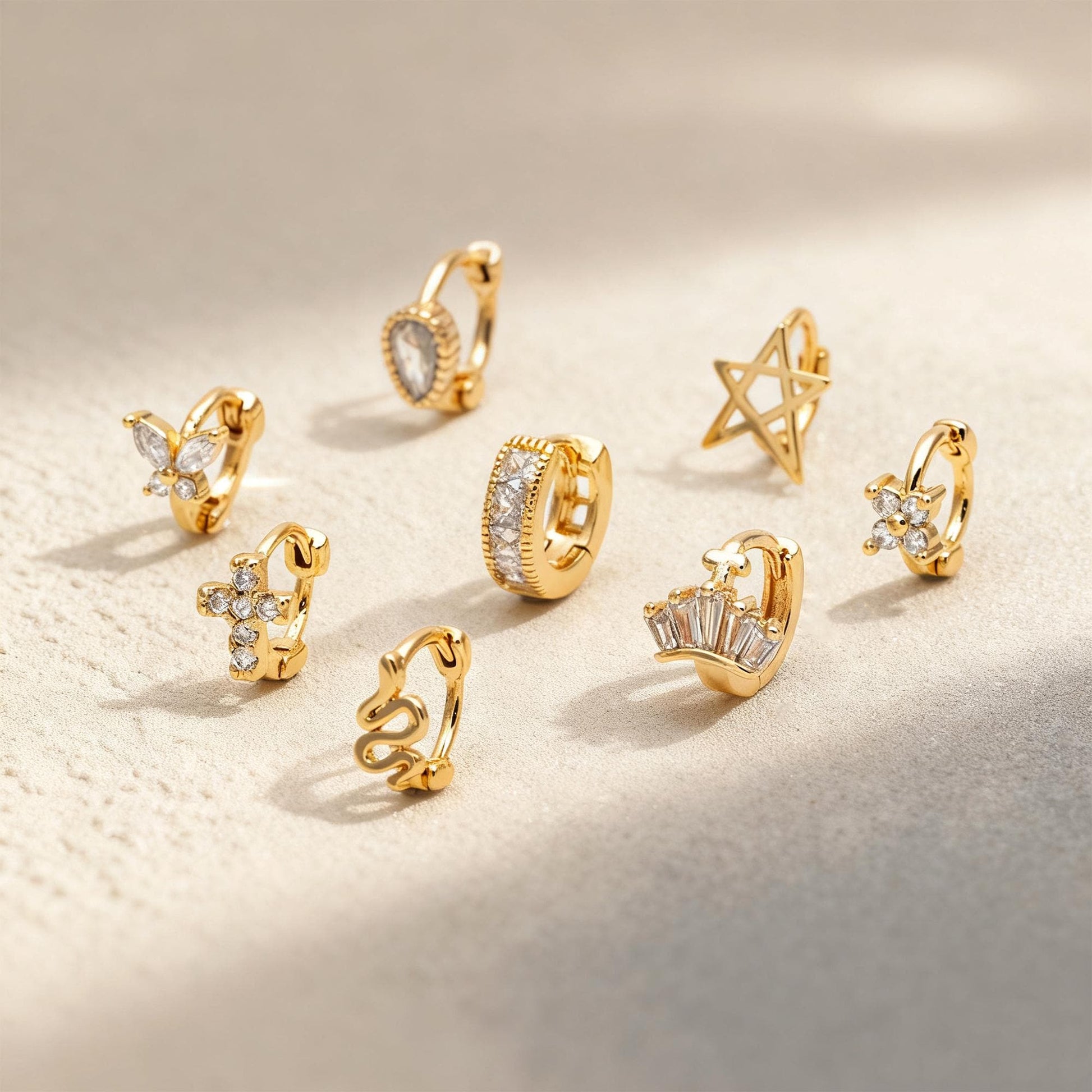 4pcs Gold Tiny Cartilage Hoop Earrings, Tragus Hoop, Rook Hoop, Helix Hoop, Cartilage Hoop, Cartilage Clicker Hoop (GB-3474)