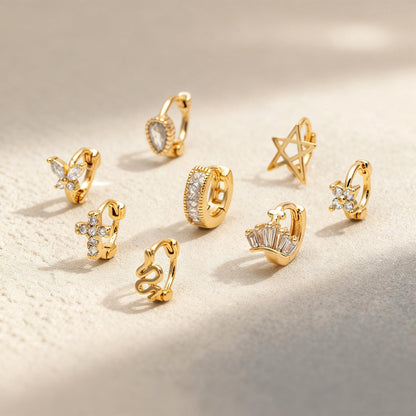 4pcs Gold Tiny Cartilage Hoop Earrings, Tragus Hoop, Rook Hoop, Helix Hoop, Cartilage Hoop, Cartilage Clicker Hoop (GB-3474)