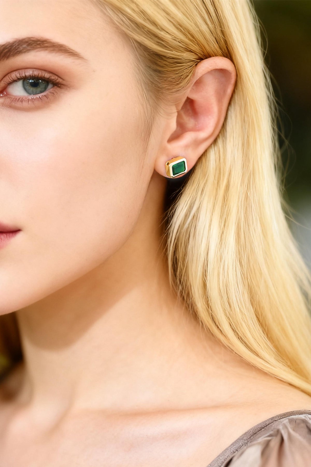 4pcs CZ Pave Rectangle Earring Studs, 18K Gold plated Brass Ear Posts, Geometric Earring Findings (#GB-3852)