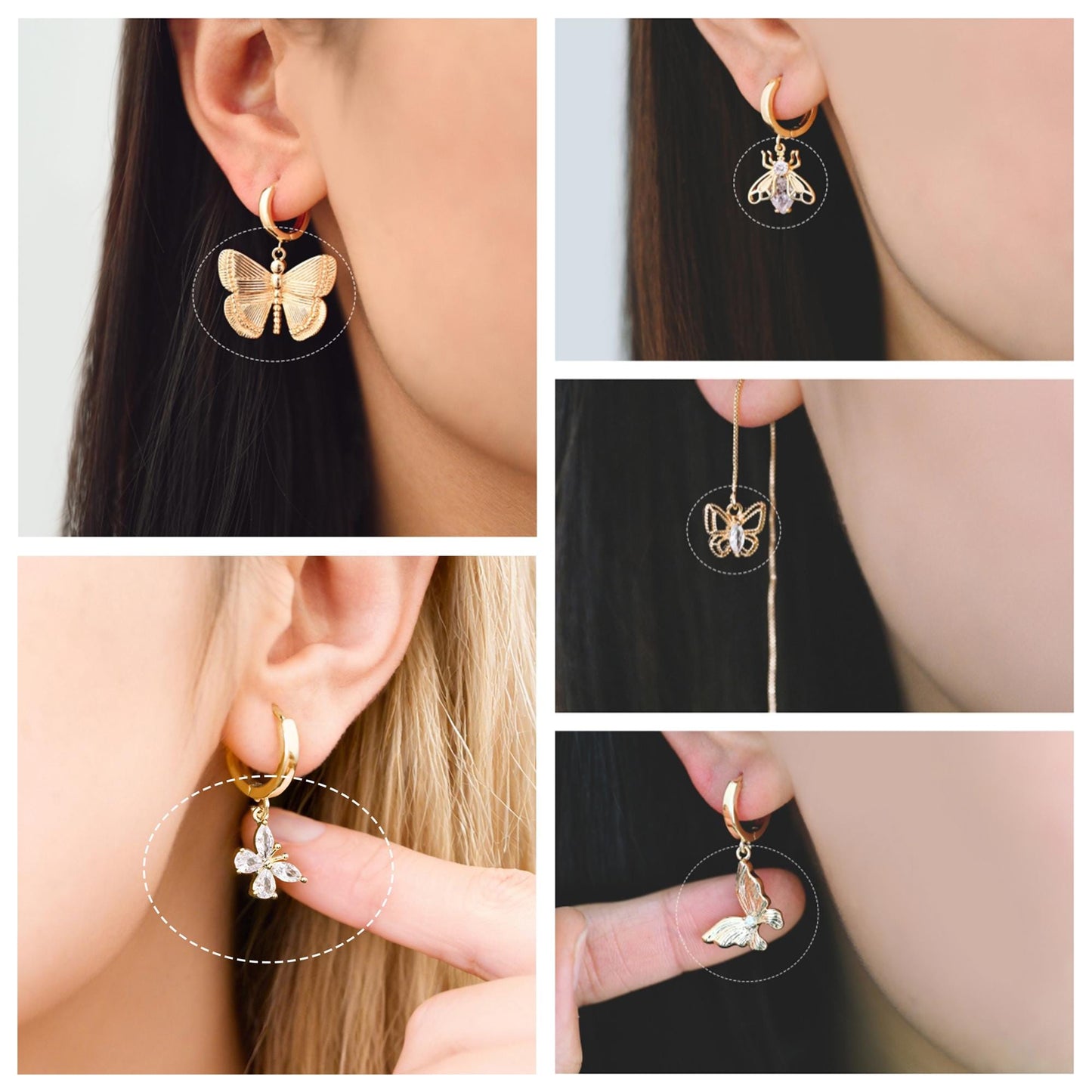 4pcs Delicate Butterfly Charms for Jewelry Making, Gold plated Butterfly Pendants (GB-3561)