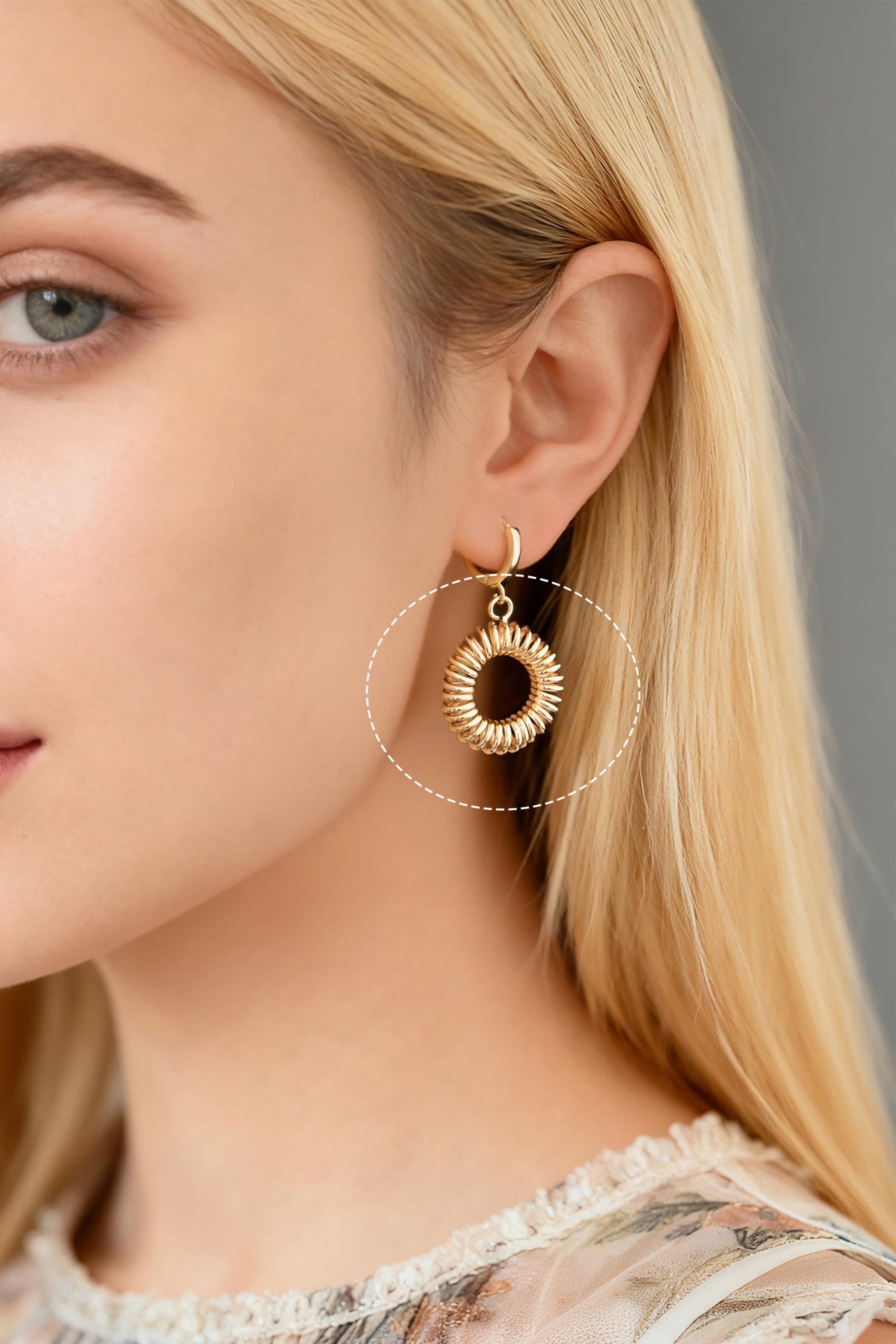 10pcs Gold Wired Charms, 21mm, Round Circle Pendants (GB-3947)