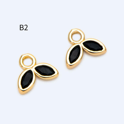 10pcs Gold/ Silver Tone Flower Leaf Charms, 18K Real Gold/ Rhodium plated Brass, Tiny Floral Pendants (GB-1762)