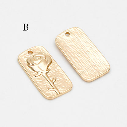 4pcs Gold Flower Charms, 18K Gold plated Brass, Flower Earring Pendants (GB-1281)