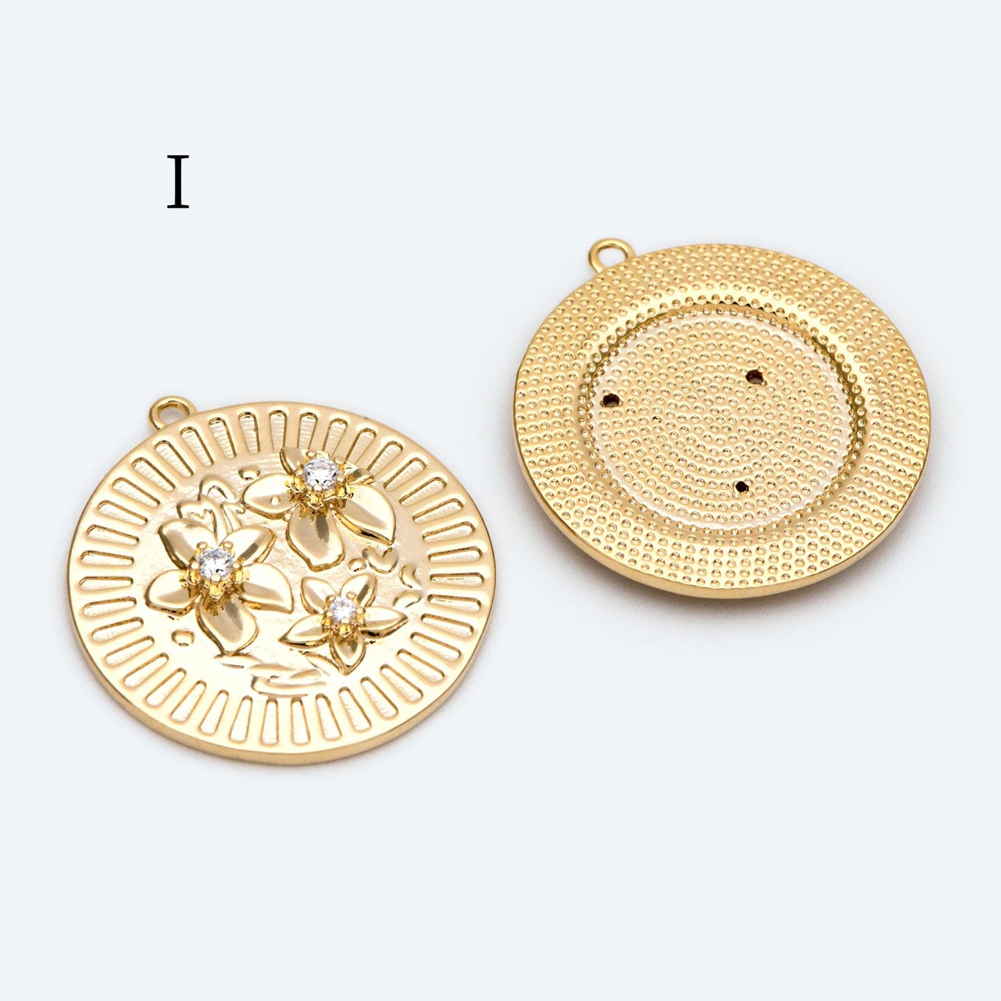 4pcs Gold Flower Charms, 18K Gold plated Brass, Flower Earring Pendants (GB-1281)