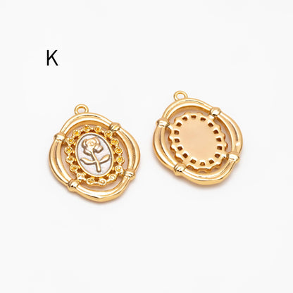 4pcs Gold Flower Charms, 18K Gold plated Brass, Flower Earring Pendants (GB-1281)