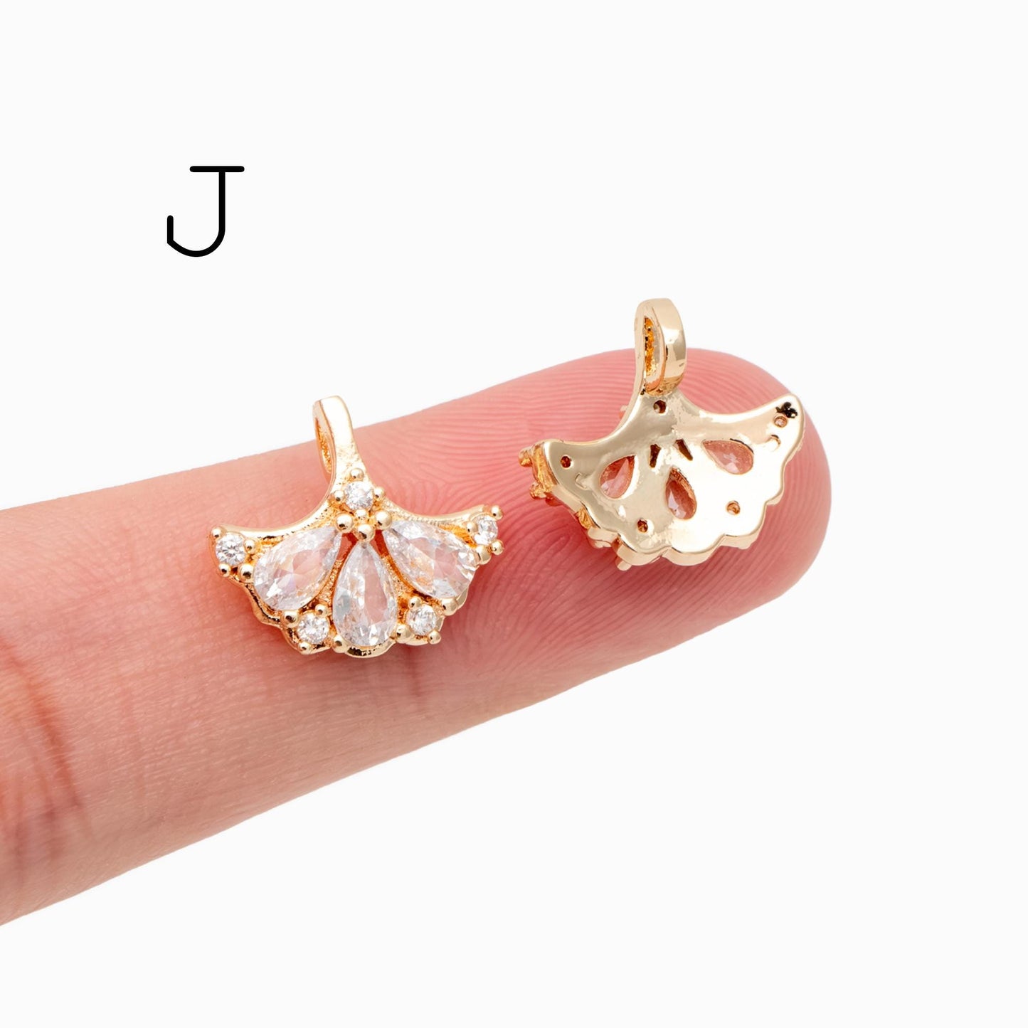 4pcs CZ pave Gold/ Silver Tone Leaf Charms, Leaf Pendants, Earring Findings, Jewelry Making, Jewelry Supplies (GB-3037)