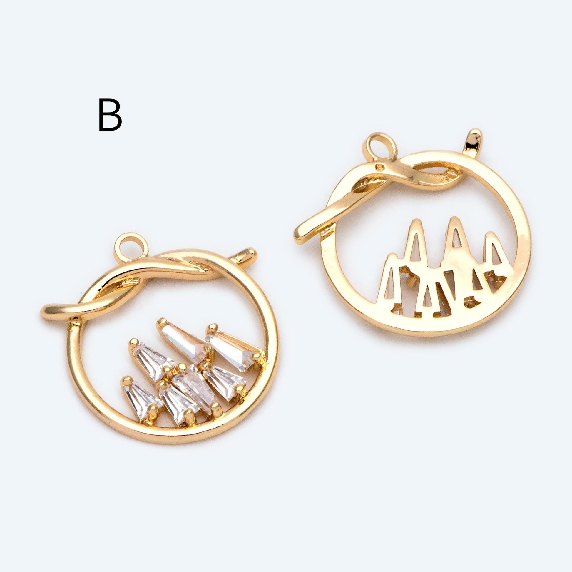 4pcs Gold Knot Triangle/ Circle/ Heart Charms, Earring Findings, Jewelry Making, Diy Material, Jewelry Supplies (GB-2125)