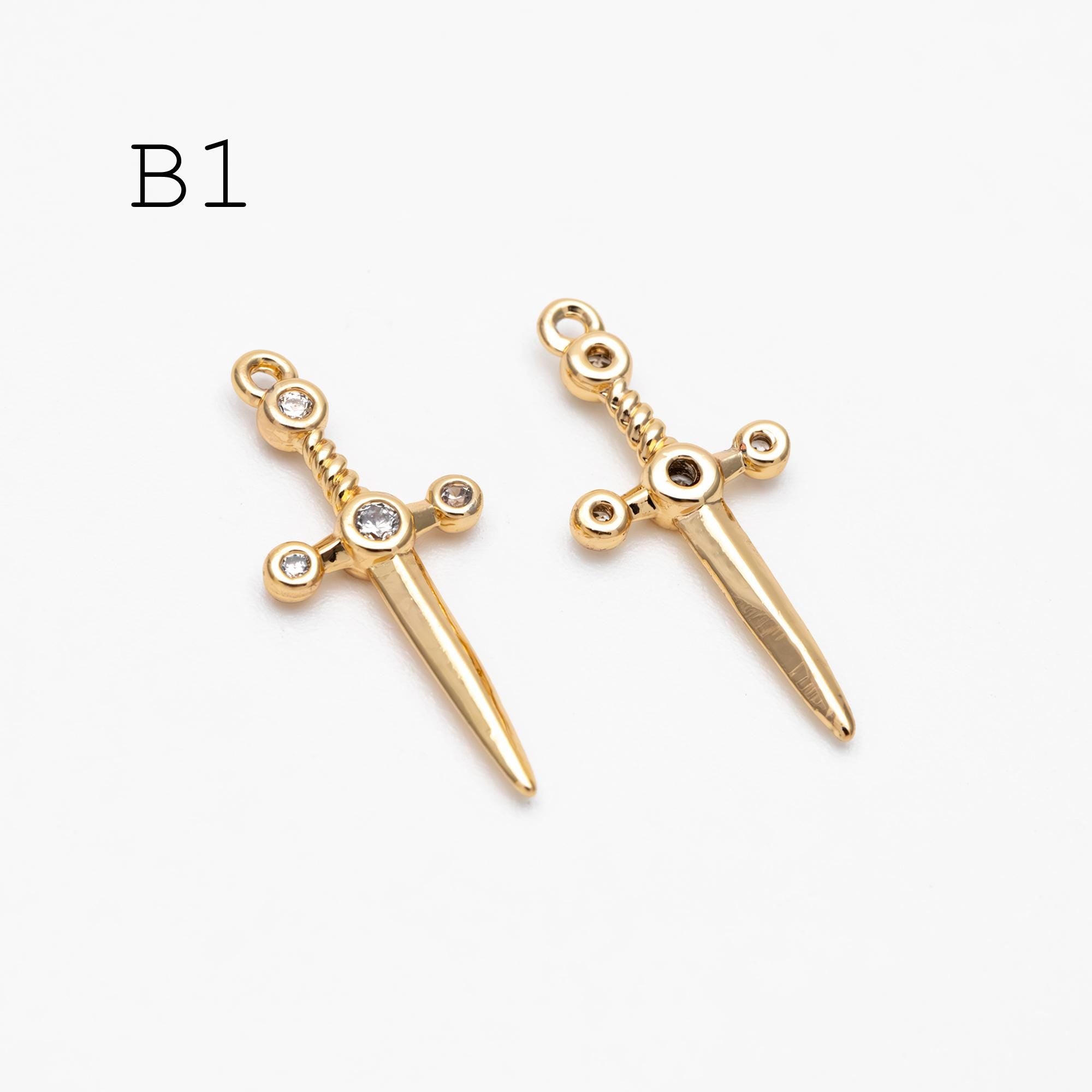 10pcs Gold/ Silver Tone Dirk Charm, Weapon Charm, Sword Charm, Dagger Charm (GB-2185)