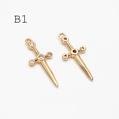10pcs Gold/ Silver Tone Dirk Charm, Weapon Charm, Sword Charm, Dagger Charm (GB-2185)