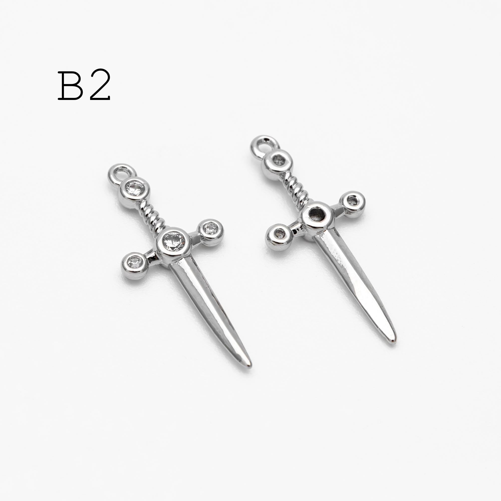 10pcs Gold/ Silver Tone Dirk Charm, Weapon Charm, Sword Charm, Dagger Charm (GB-2185)