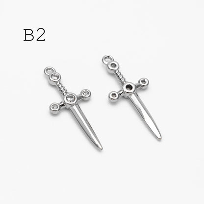 10pcs Gold/ Silver Tone Dirk Charm, Weapon Charm, Sword Charm, Dagger Charm (GB-2185)