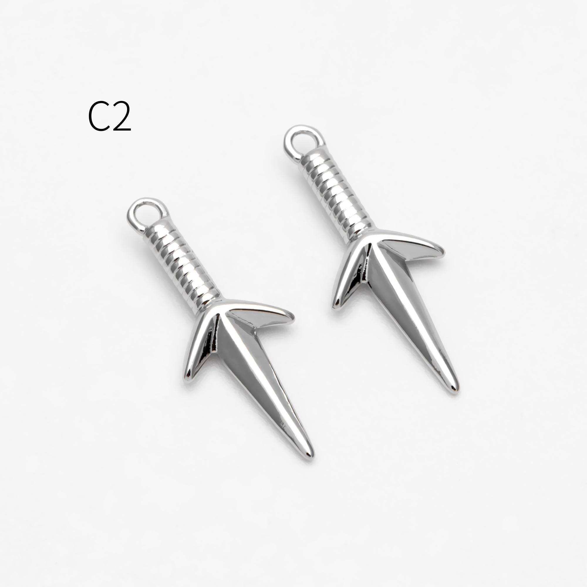 10pcs Gold/ Silver Tone Dirk Charm, Weapon Charm, Sword Charm, Dagger Charm (GB-2185)