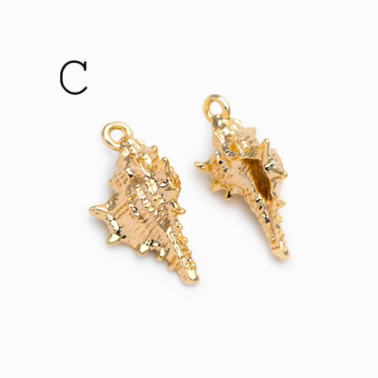 10pcs Gold/ Silver tone Seashell Charms , 18K Gold/ Rhodium plated Brass, Dainty Shell Dangle Pendants (GB-2680)