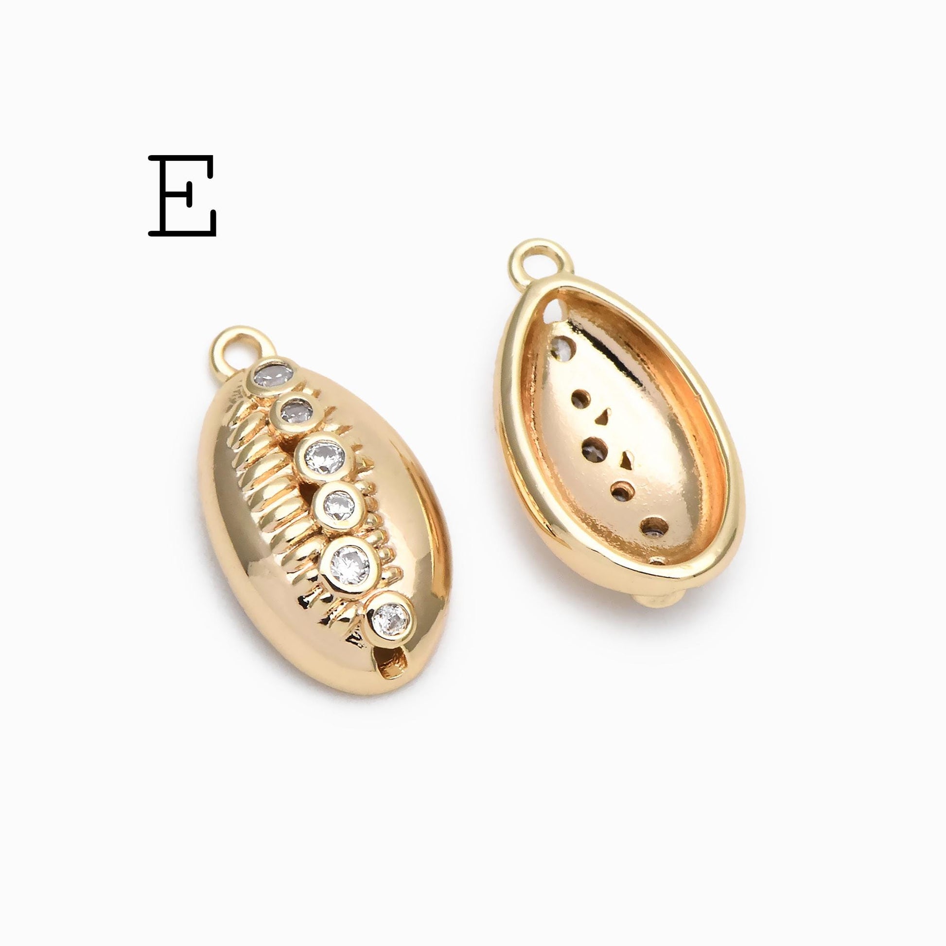 10pcs Gold/ Silver tone Seashell Charms , 18K Gold/ Rhodium plated Brass, Dainty Shell Dangle Pendants (GB-2680)