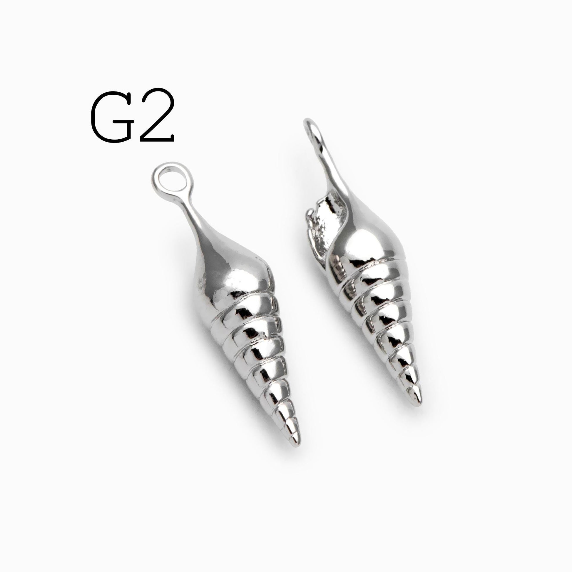 10pcs Gold/ Silver tone Seashell Charms , 18K Gold/ Rhodium plated Brass, Dainty Shell Dangle Pendants (GB-2680)