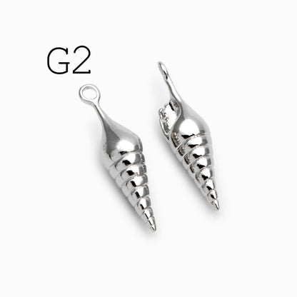 10pcs Gold/ Silver tone Seashell Charms , 18K Gold/ Rhodium plated Brass, Dainty Shell Dangle Pendants (GB-2680)