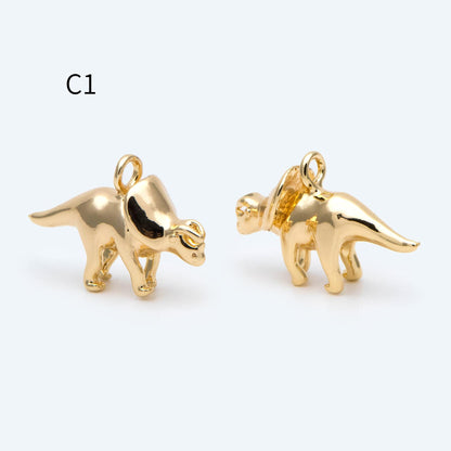 10pcs Gold/ Silver Tone Dinosaur Charm, Jewelry Making, Diy Material, Jewelry Supplies (GB-2650)