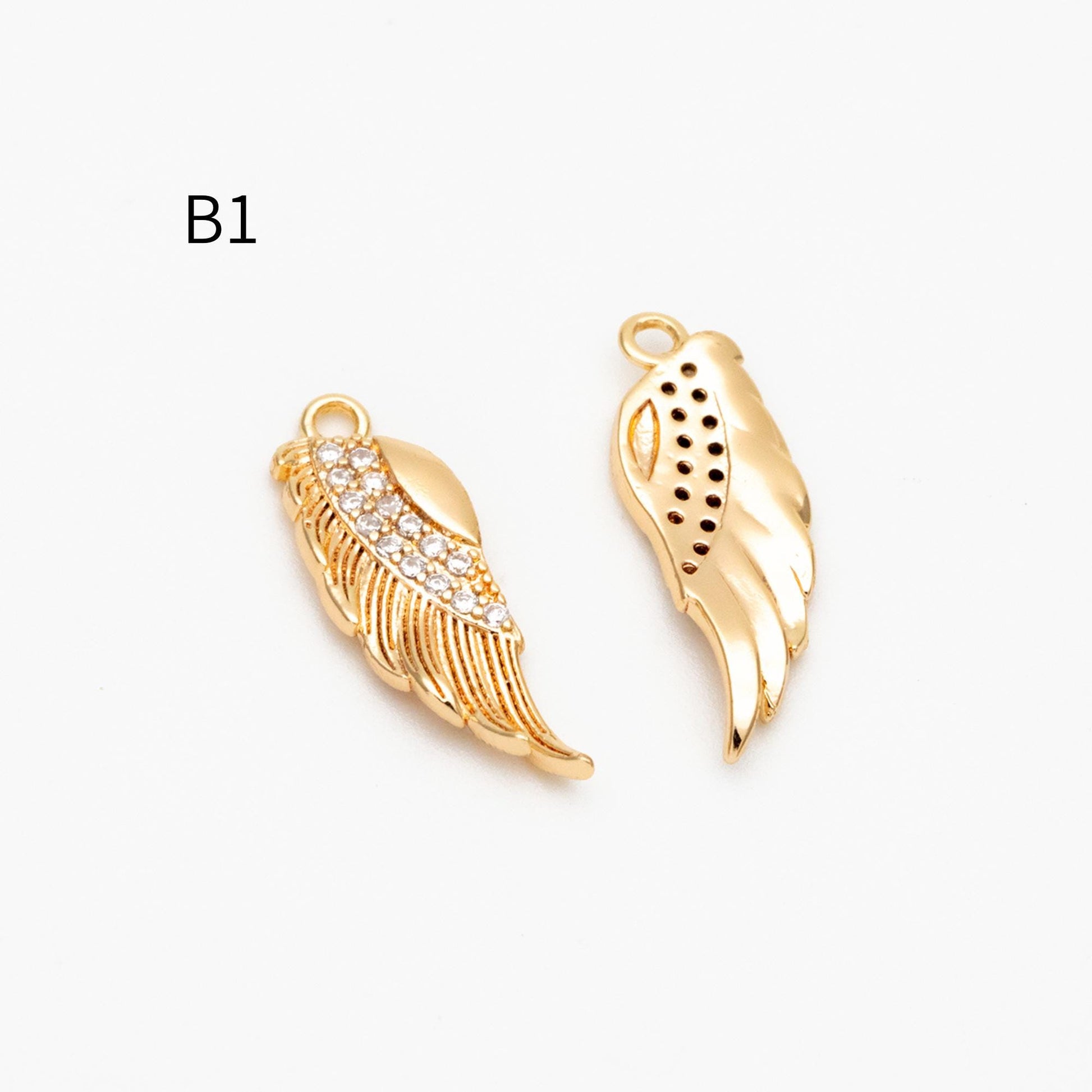 4pcs Gold/ Silver Tone Wing Charms , Real 18K Gold/ Rhodium plated Brass Wing Pendants , Color Not Easily Tarnish (GB-383)