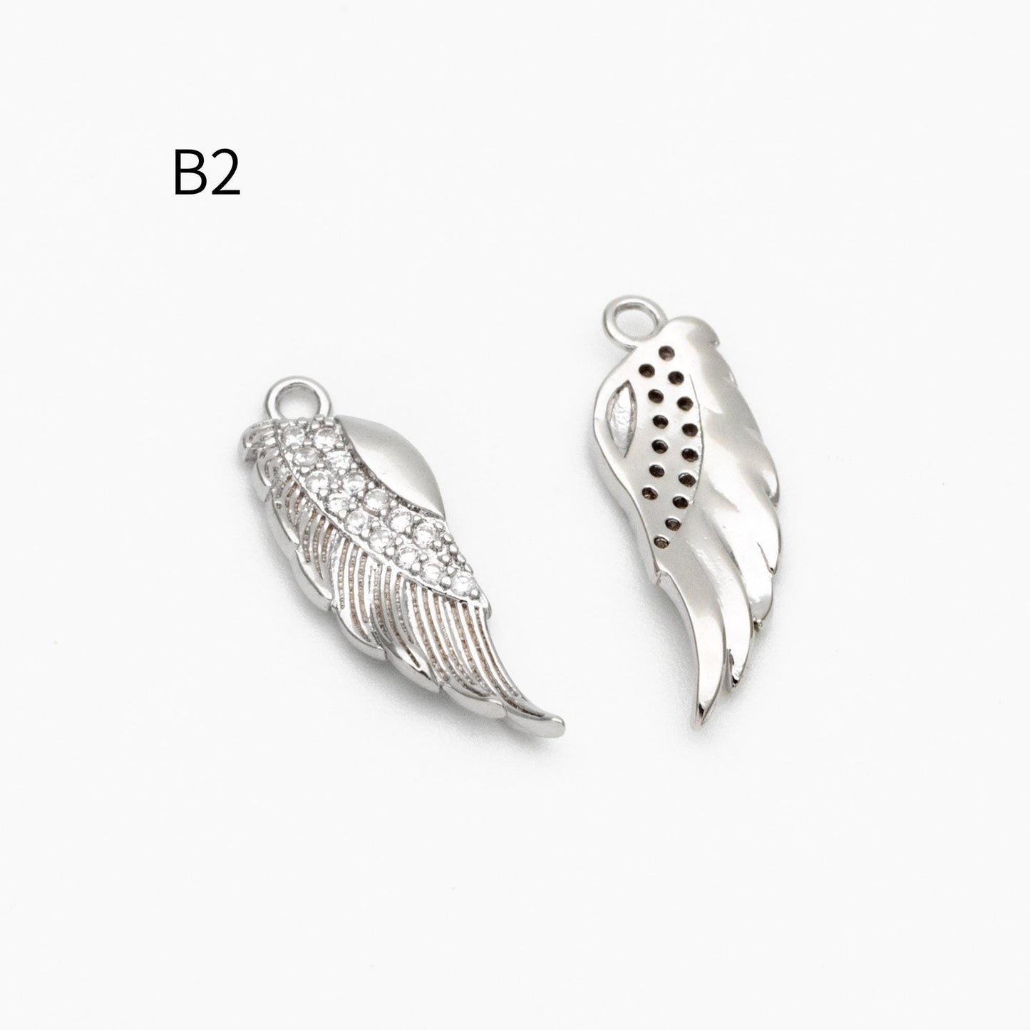 4pcs Gold/ Silver Tone Wing Charms , Real 18K Gold/ Rhodium plated Brass Wing Pendants , Color Not Easily Tarnish (GB-383)