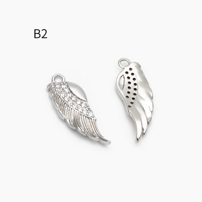 4pcs Gold/ Silver Tone Wing Charms , Real 18K Gold/ Rhodium plated Brass Wing Pendants , Color Not Easily Tarnish (GB-383)