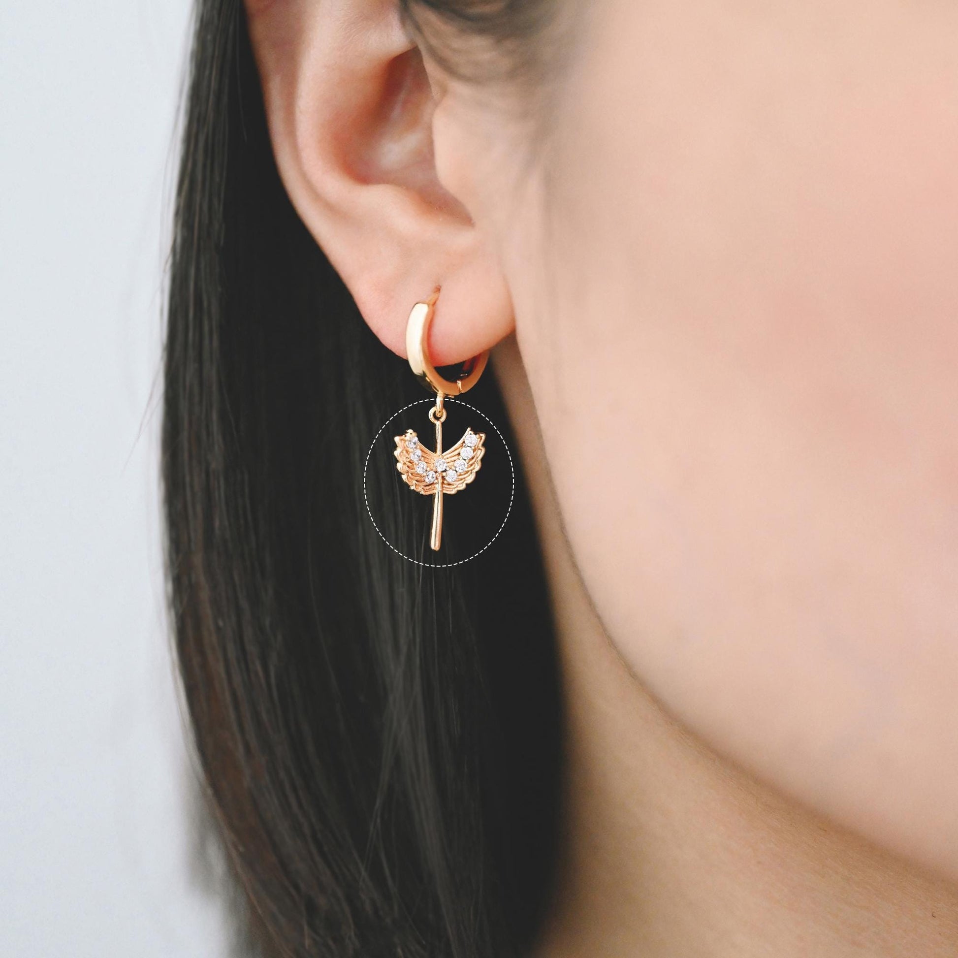 4pcs CZ Pave Gold/ Silver tone Angel Wing Charm, Wing Necklace Charm (GB-1810)