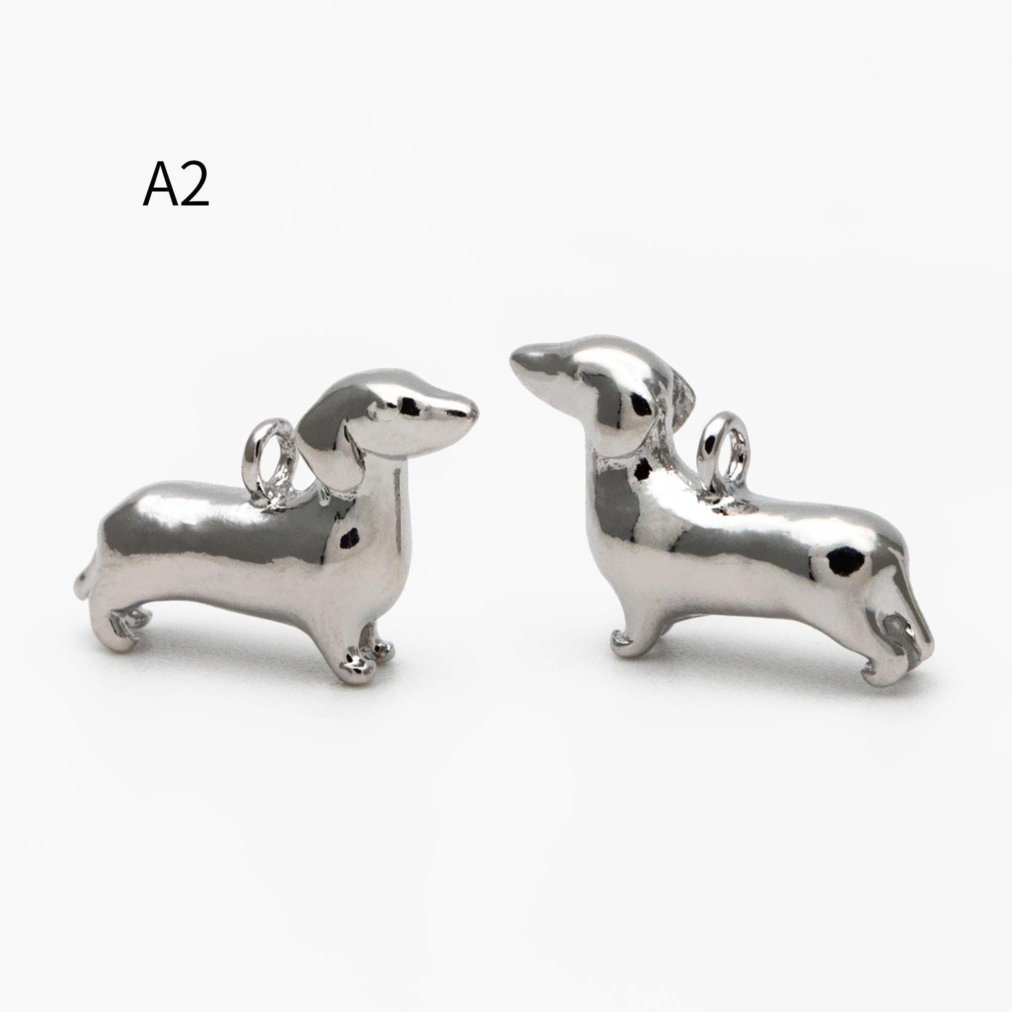 10pcs Gold/ Silver 3D Dog Charm, Gold/ Rhodium plated Brass, Jewelry Making, Diy Material, Jewelry Supplies (GB-2668)