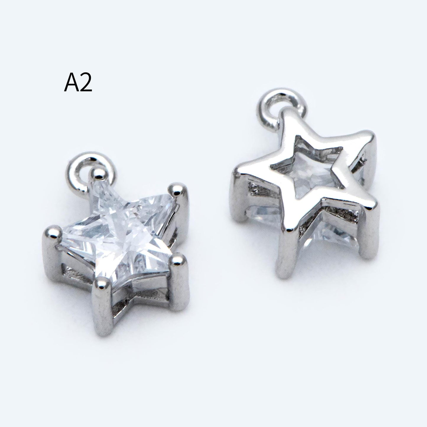 10pcs CZ pave Gold/ Silver Tone Star/ Teardrop/ Rectangle/ Rhombus Charms, Gold Plated Brass Geometric Pendants (GB-1151)