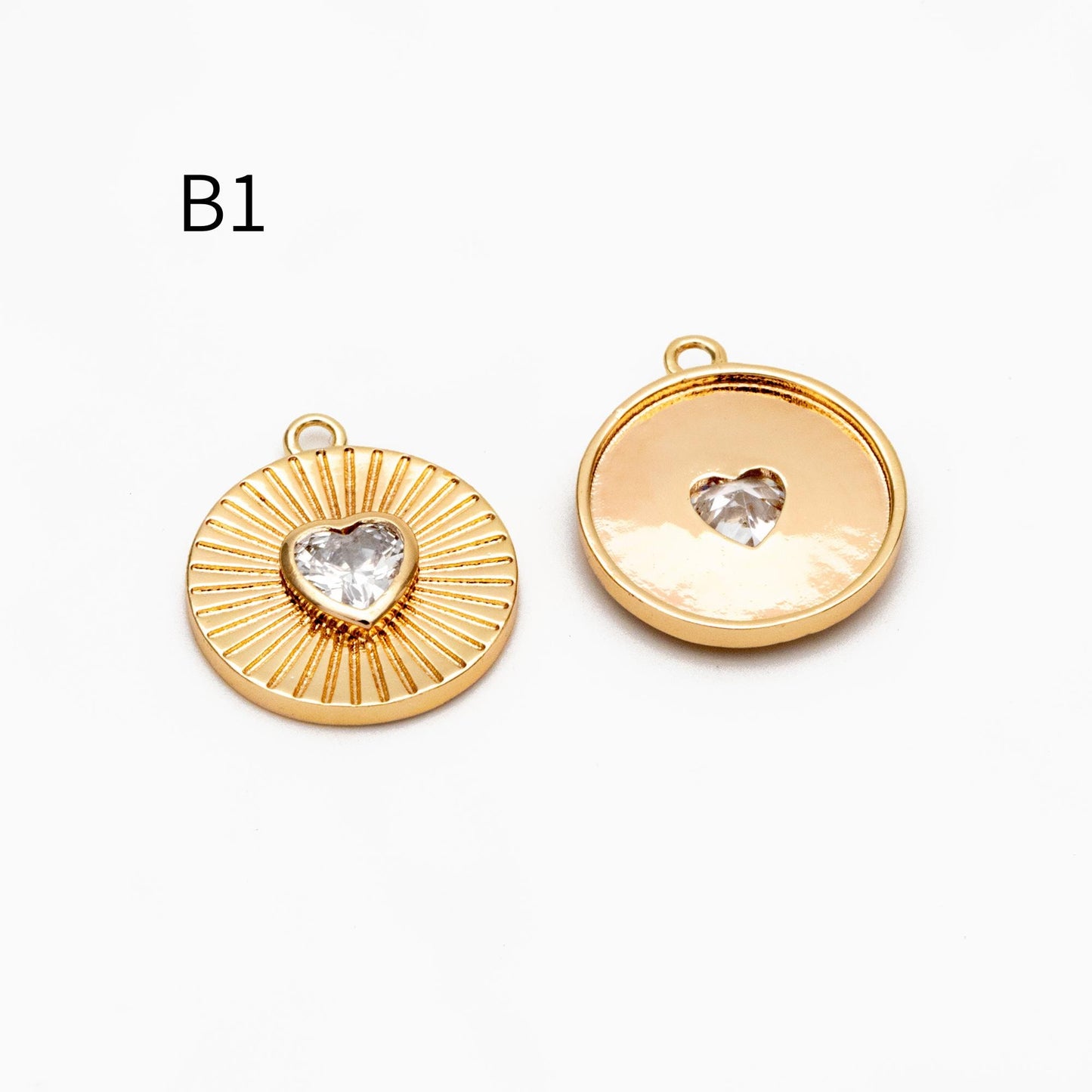 4pcs CZ Pave Gold Heart Charms , 18K Gold plated Brass, Dainty Heart Pendants (GB-4409)