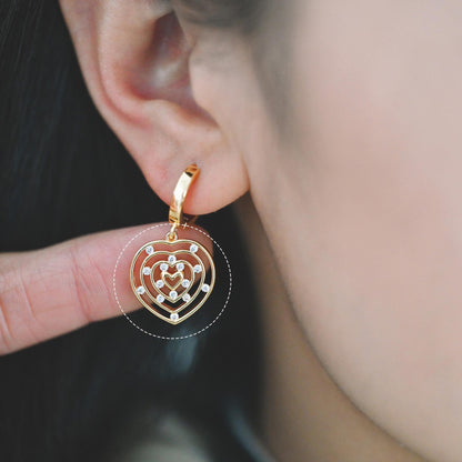 4pcs CZ Pave Gold Heart Charms , 18K Gold plated Brass, Dainty Heart Pendants (GB-4409)