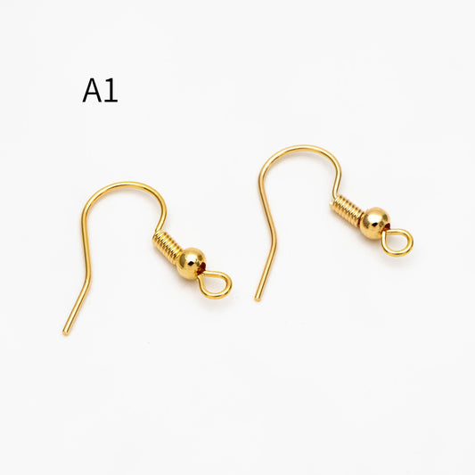 20pcs Gold/ Silver Earring Hooks, Real Gold/ Rhodium Plated Brass, Simple Earwires (GB-025)