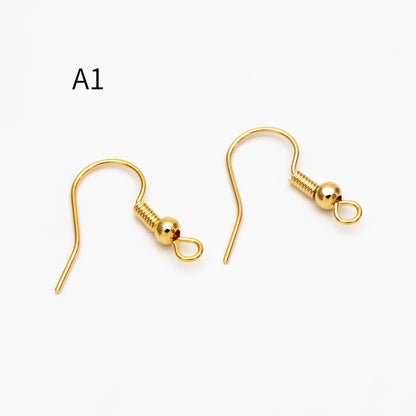 20pcs Gold/ Silver Earring Hooks, Real Gold/ Rhodium Plated Brass, Simple Earwires (GB-025)