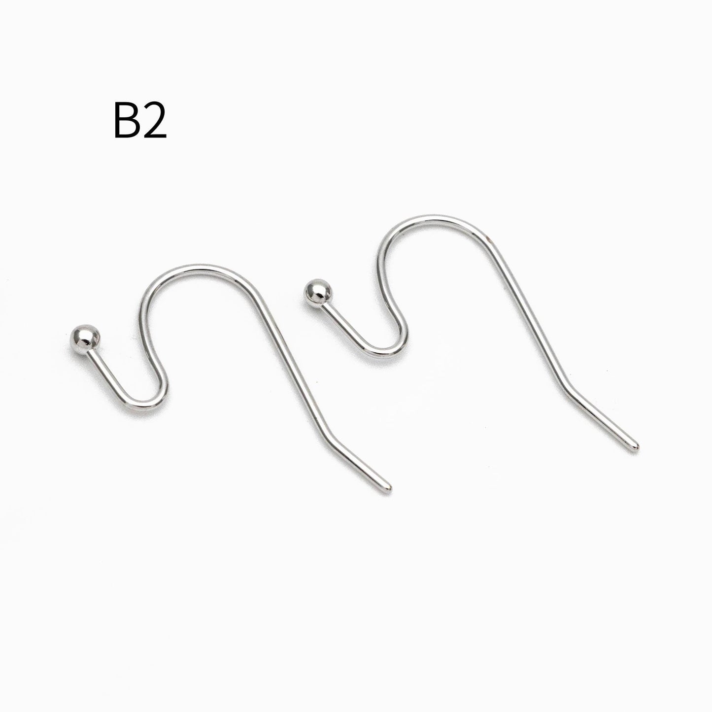 20pcs Gold/ Silver Earring Hooks, Real Gold/ Rhodium Plated Brass, Simple Earwires (GB-025)