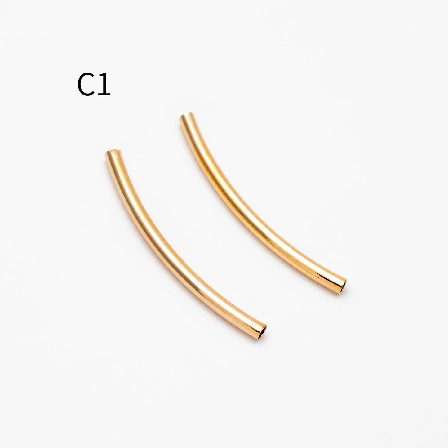 20pcs Gold/ Silver Tone Curved Tube Beads, Metal Bar Spacer Beads (GB-046)