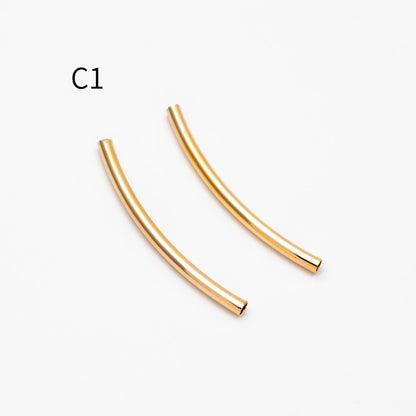 20pcs Gold/ Silver Tone Curved Tube Beads, Metal Bar Spacer Beads (GB-046)