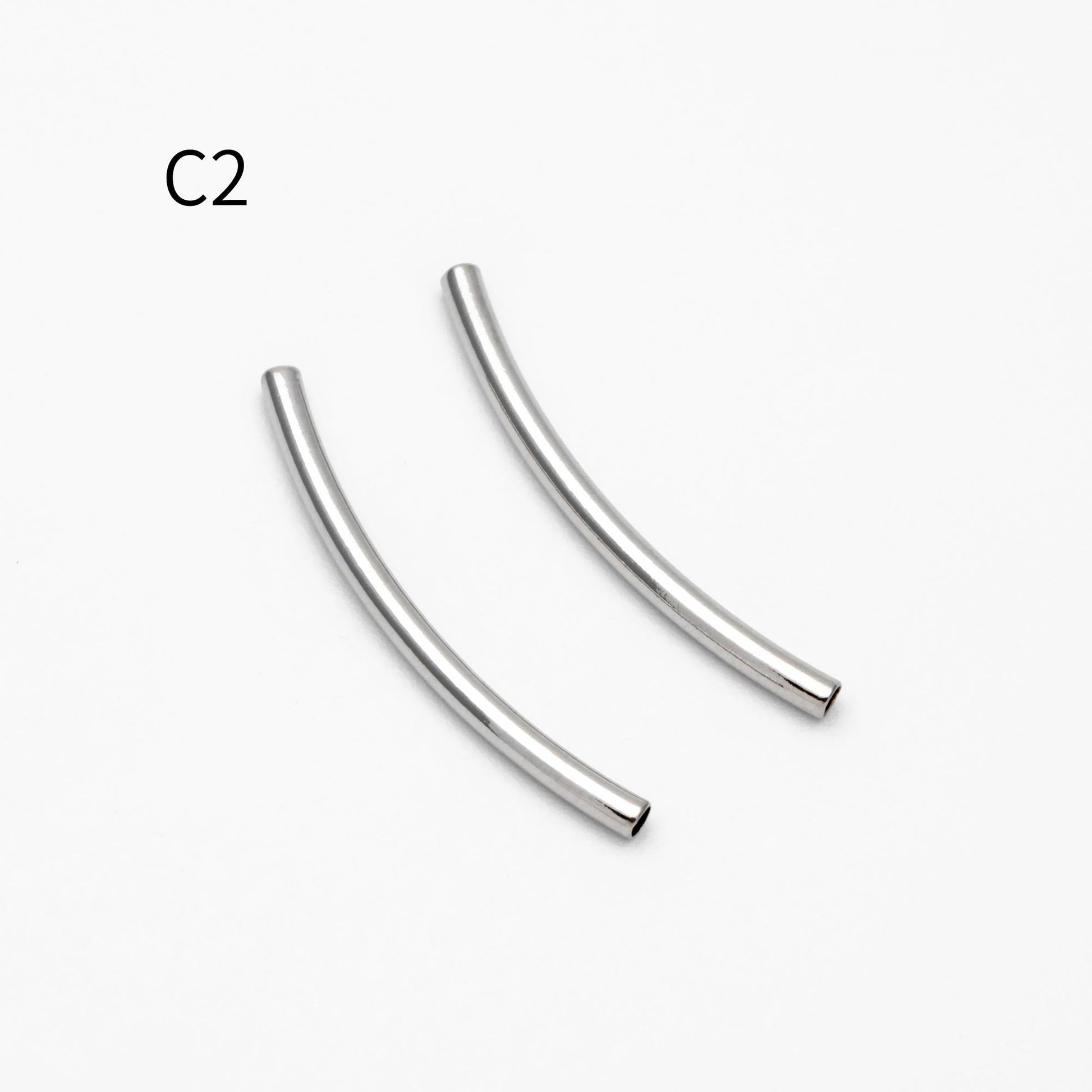 20pcs Gold/ Silver Tone Curved Tube Beads, Metal Bar Spacer Beads (GB-046)