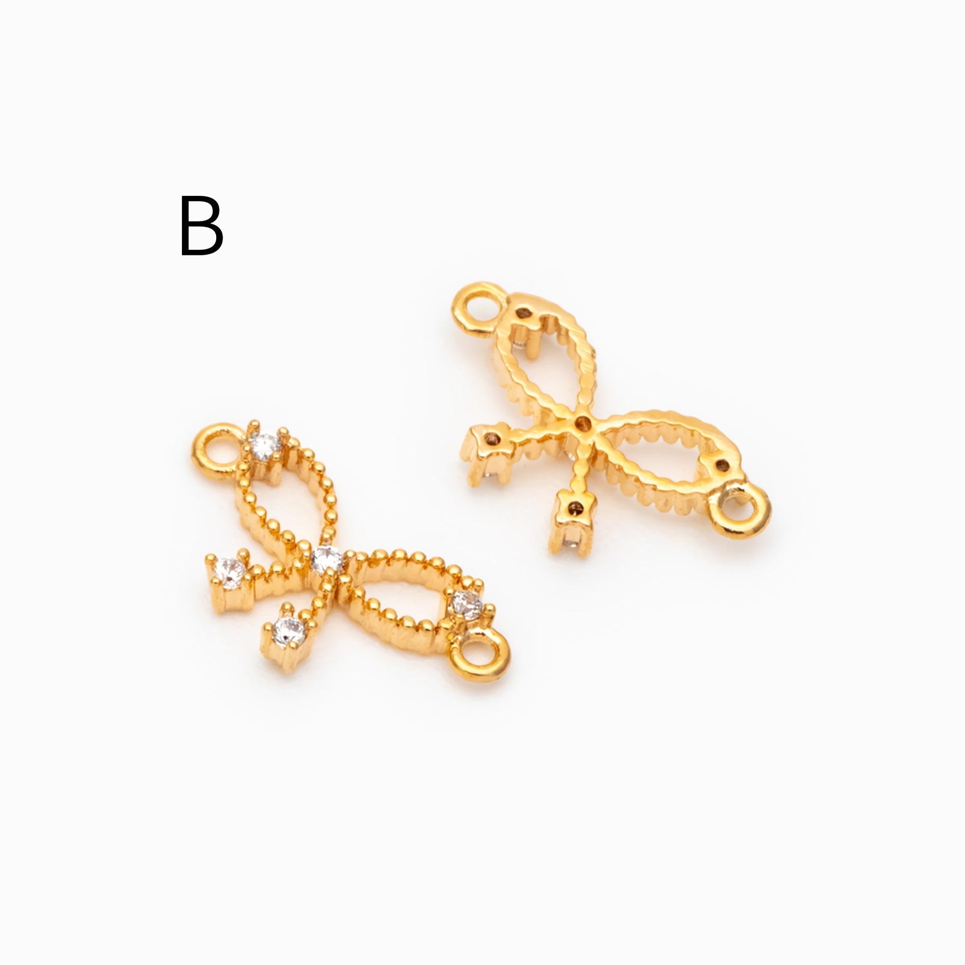 10pcs Gold/ Silver Bowknot Charms 18mm, Christmas Pendants, Bow Knot Pendant (#GB-2745)