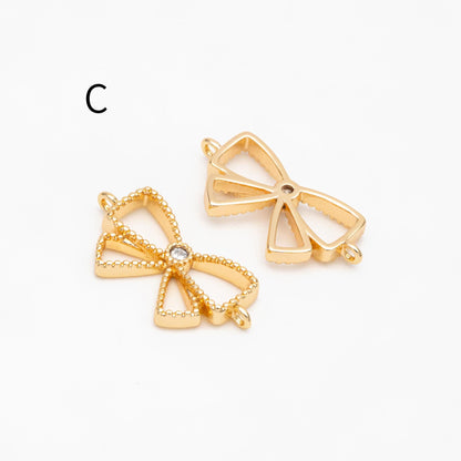 10pcs Gold/ Silver Bowknot Charms 18mm, Christmas Pendants, Bow Knot Pendant (#GB-2745)