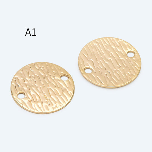 10pcs Gold/ Silver tone Hammered Geometric Charm Connectors, Gold/ Rhodium plated Brass Rustic Pendants (GB-654)