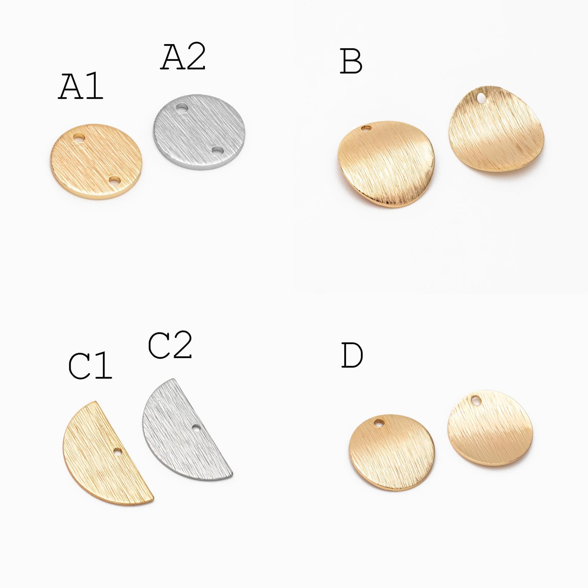 10pcs Gold/ Silver Brushed Geometric Charm Connectors, 18K Gold/ Rhodium Plated Brass Earring Findings (GB-3817)