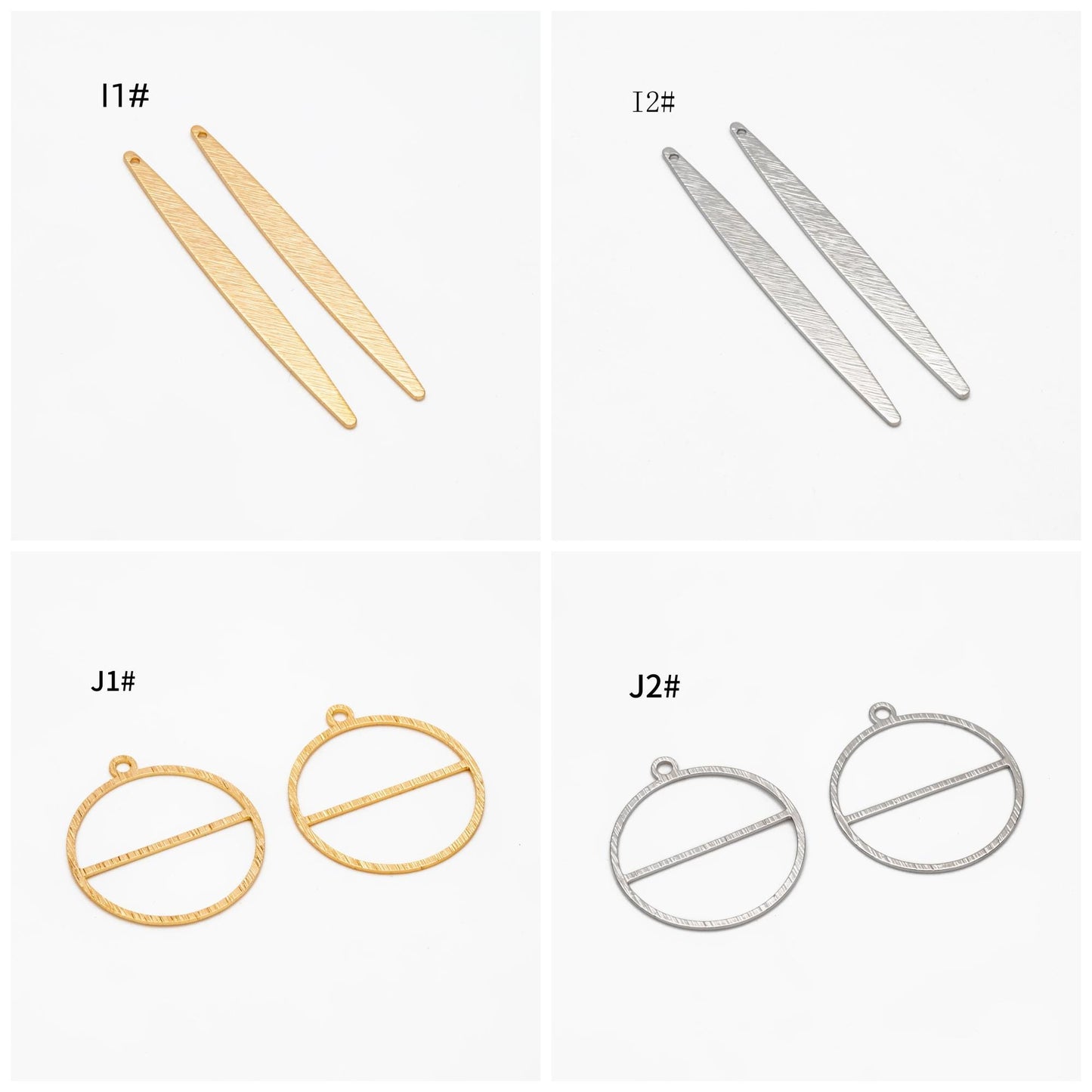 10pcs Gold/ Silver Brushed Geometric Charm Connectors, 18K Gold/ Rhodium Plated Brass Earring Findings (GB-3817)