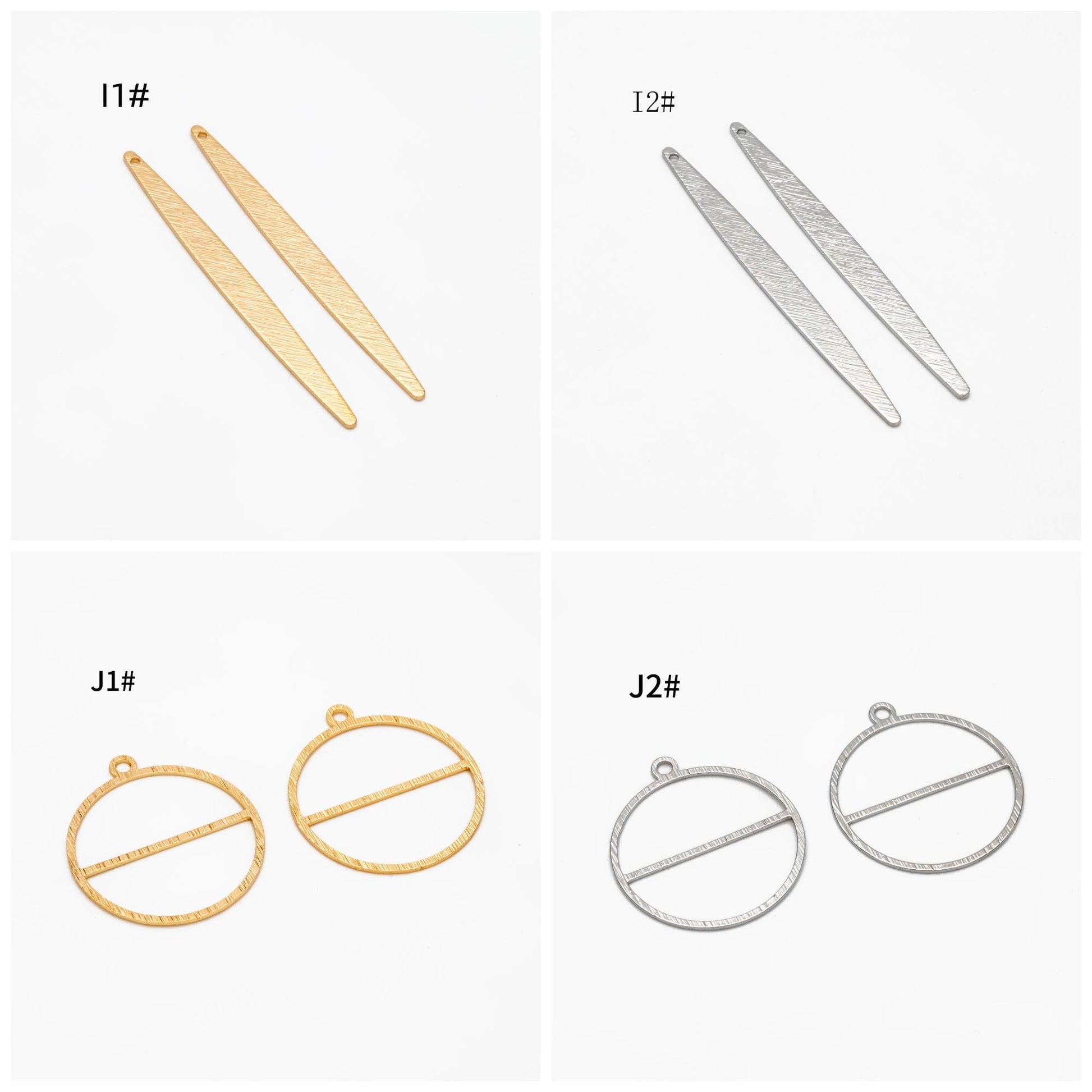 10pcs Gold/ Silver Brushed Geometric Charm Connectors, 18K Gold/ Rhodium Plated Brass Earring Findings (GB-3817)