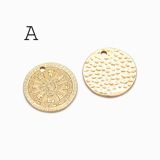4pcs Gold/ Silver Talisman Charm, lucky charm, Lucky Medallion Pendant for Necklace Jewelry Making Supply (GB-1766)